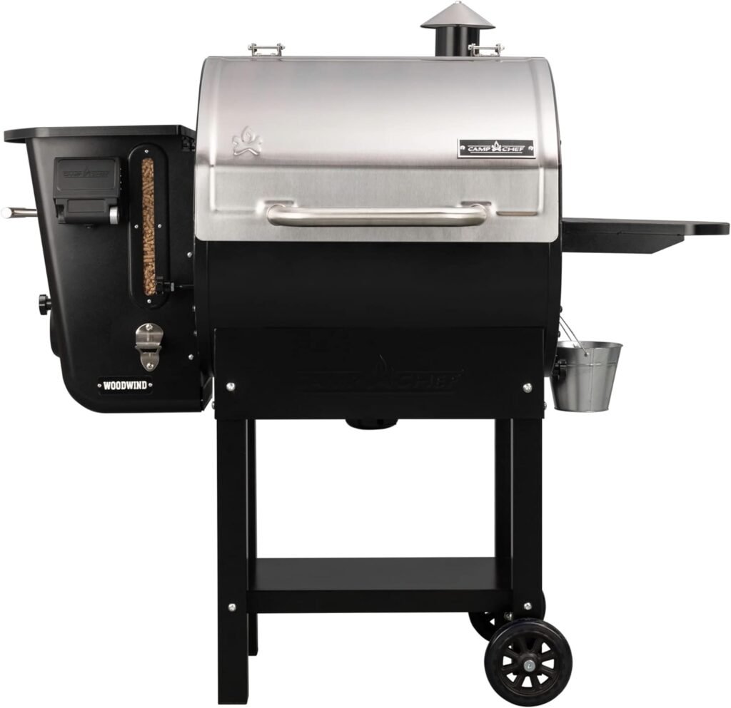 Camp Chef Woodwind WIFI 24 Grill with Side Shelf - Pellet Grill  Smoker for Outdoor Cooking - Bluetooth  WIFI Connectivity - 160°F to 500°F Range - 811 Sq In Total Rack Surface Area