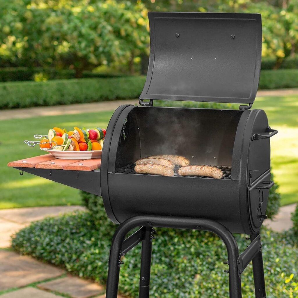 Char-Griller® Patio Pro Charcoal Grill and Smoker with Cast Iron Grates, Premium Metal Shelf and Damper Control, 250 Cooking Square Inches in Black, Model 1616