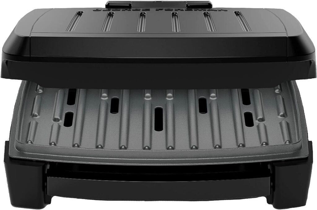 George Foreman® Fully Submersible™ Grill, NEW Dishwasher Safe, Wash the Entire Grill, Easy-to-Clean Nonstick, Black/Grey, 4-Serving