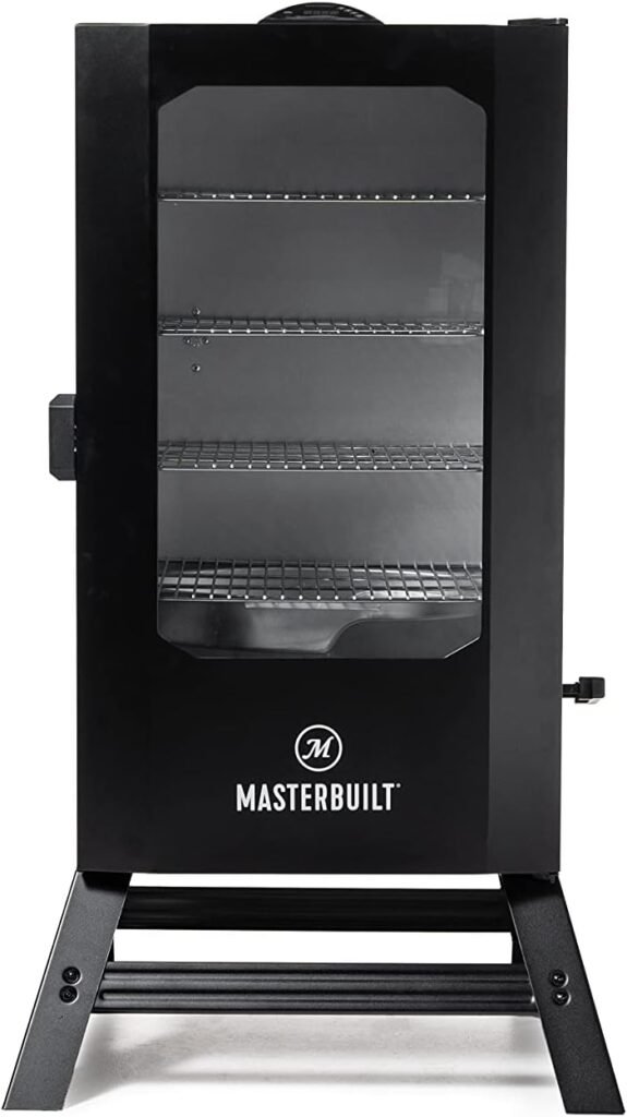 Masterbuilt® 40-inch Digital Electric Vertical BBQ Smoker with Leg Kit, Side Wood Chip Loader and 970 Cooking Square Inches in Black, Model MB20070122