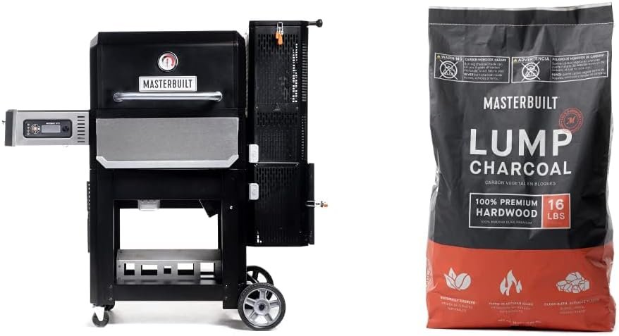 Masterbuilt Gravity Series 800 Digital Charcoal Griddle, Grill and Smoker Combo + Masterbuilt Lump Charcoal (16 lbs)