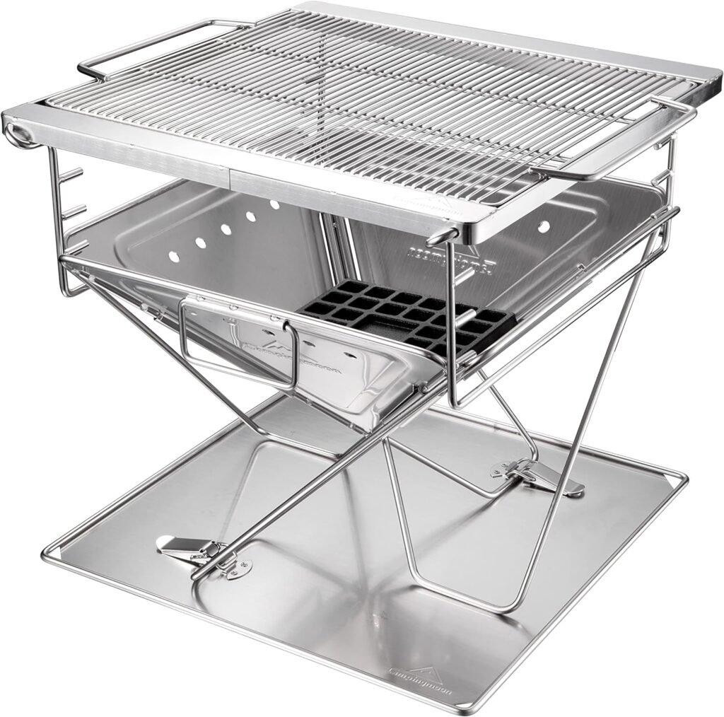 Campingmoon BBQ Grill Fire Pit Foldable Stainless Steel - Large MT-045