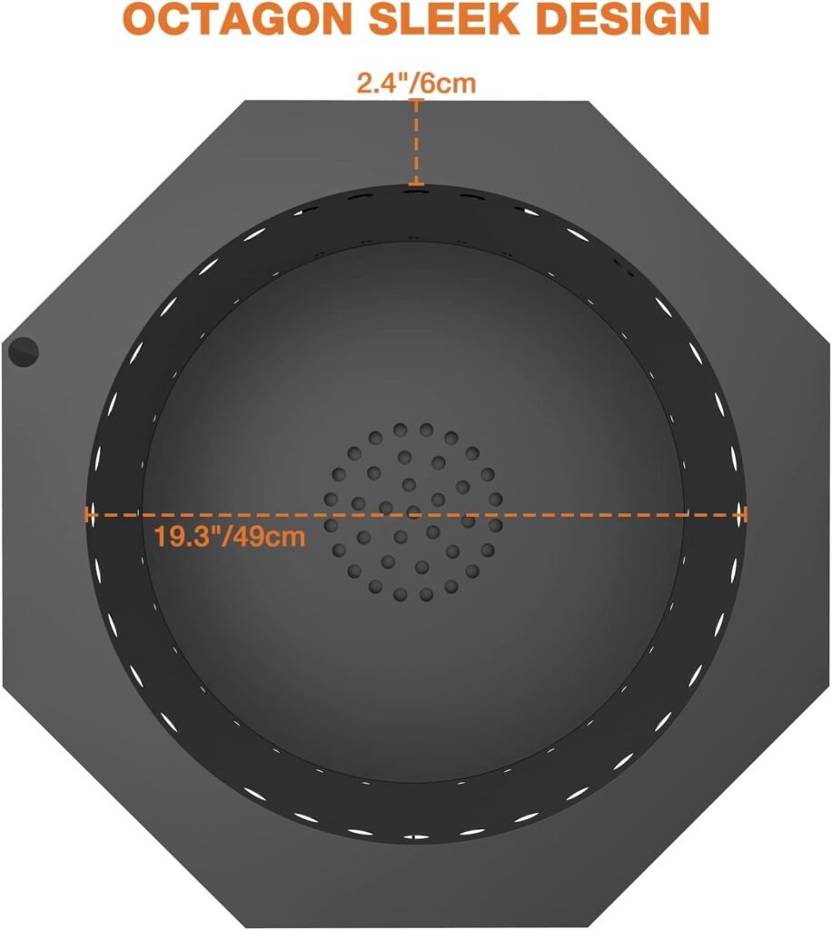 Onlyfire Smokeless Fire Pit Wood Burning with Ash Pan Collector, 26 Inch Portable Outdoor Bonfire Firepit for Camping Tailgating Patio Backyard Party Outside Add Warmth Ambiance, Modern Octagon Black