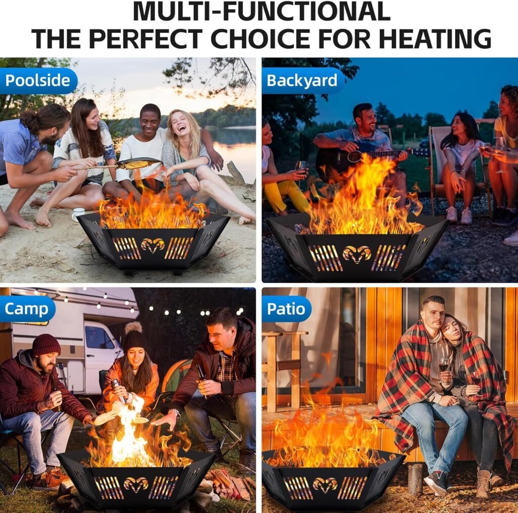 Portable Plug Fire Pit, 38.6 Collapsible Fire Pit for Outdoor Wood Burning with Carry Bag, Folding Fire Pit for BBQ, Camping, Travel, Picnic, Backyard, Patio