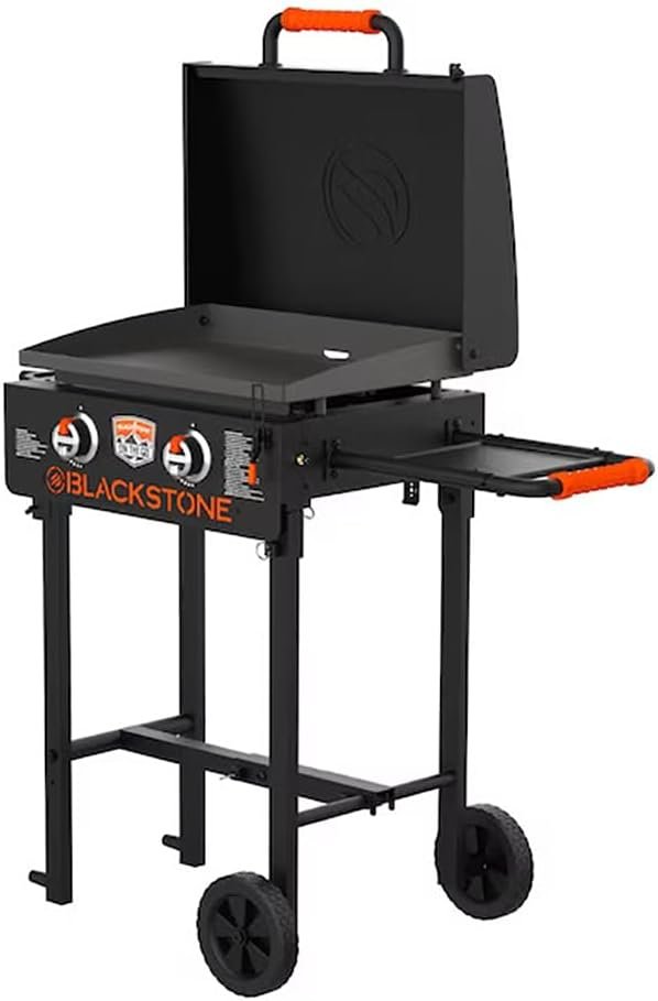 22 inch Blackstone Griddle with Hood and Grill Stand, Outdoor Flat Top Grill Propane Portable Gas Grill for Camping and BBQ Grill with Blackstone Seasoning, and Blackstone Griddle Gloves