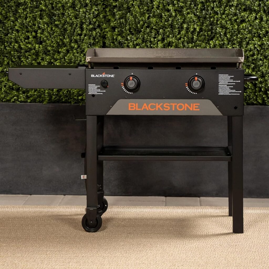 Blackstone 28 Inch Original Omnivore Griddle 2206, Blackstone 2 Burner Griddle Outdoor Flat Top Grill, Propane Portable Gas Grill