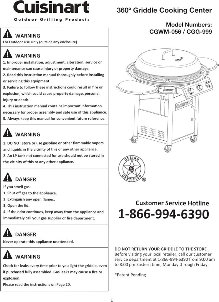 Cuisinart CGG-999 30-Inch Round Flat Top Surface 360° XL Griddle Outdoor Cooking Station