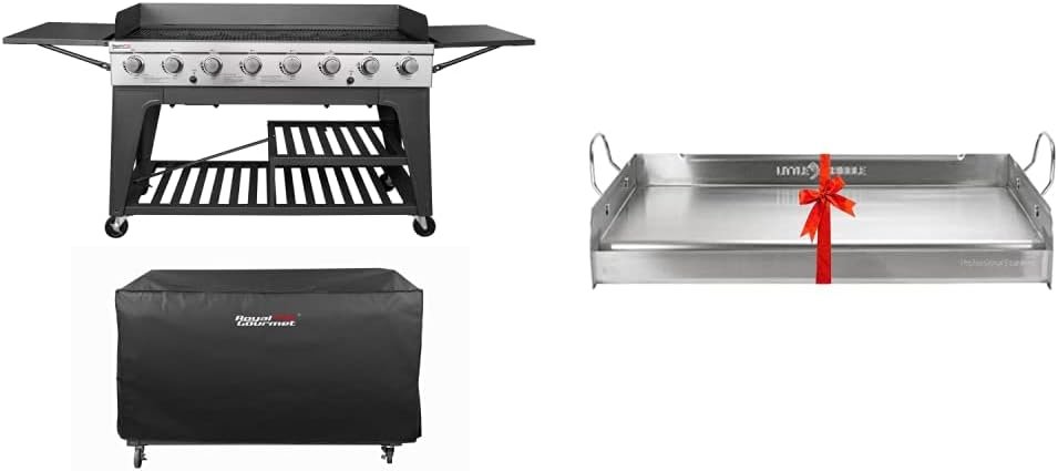 Royal Gourmet 104,000 BTU 8-Burner Propane Gas Grill Bundle with Griddle and Cover